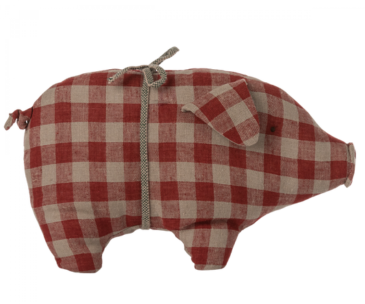 Cochon de Noël à carreaux rouges