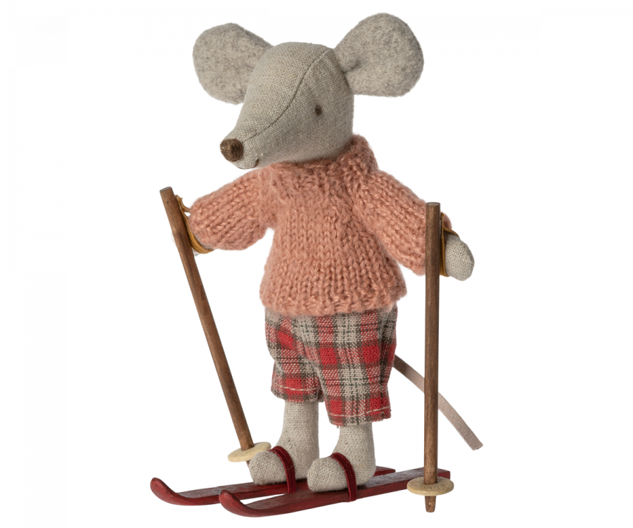 Souris en hiver avec sa paire de ski - Grande soeur