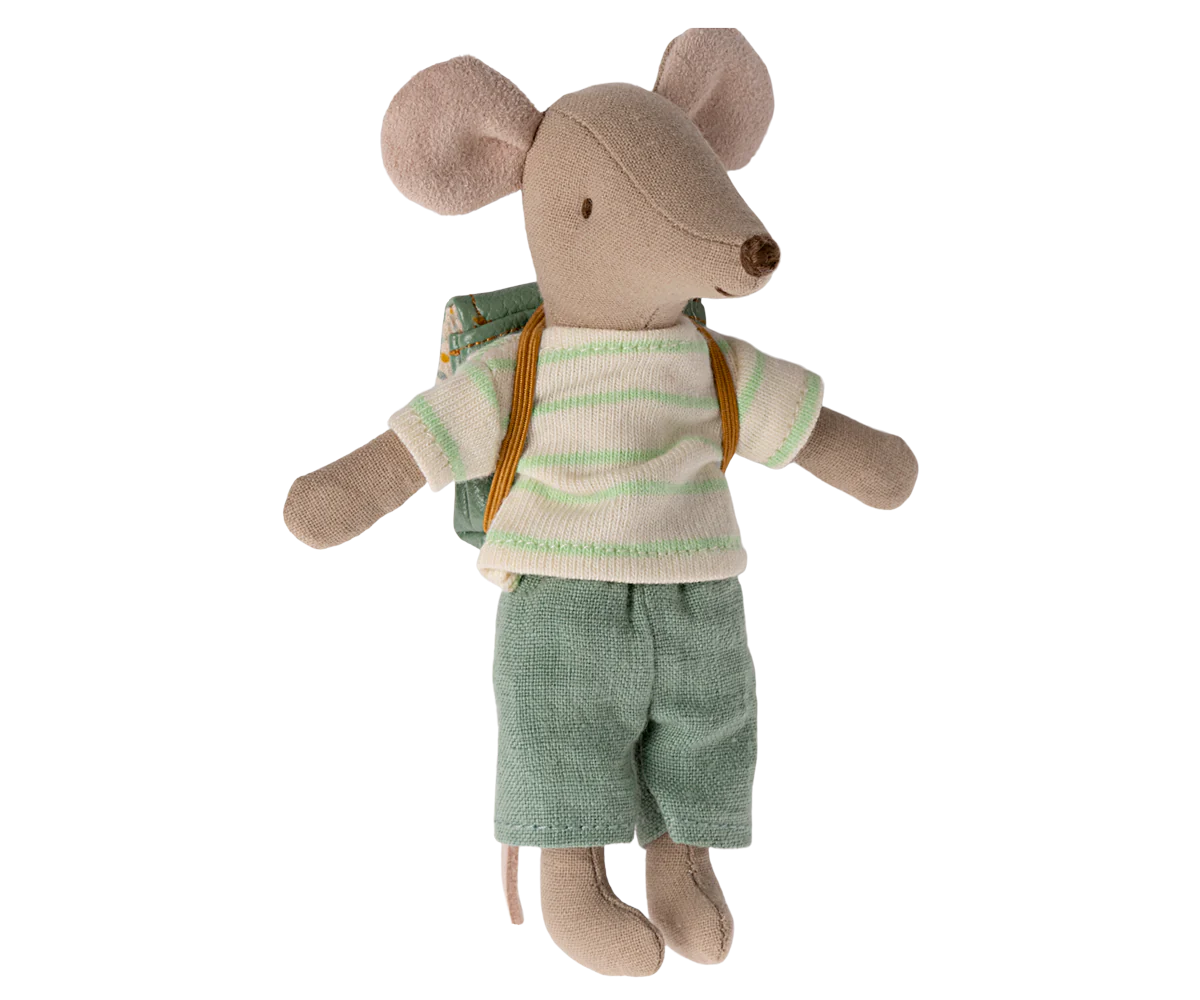 Souris cycliste et son sac grand frère menthe