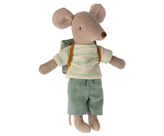 Souris cycliste et son sac grand frère menthe