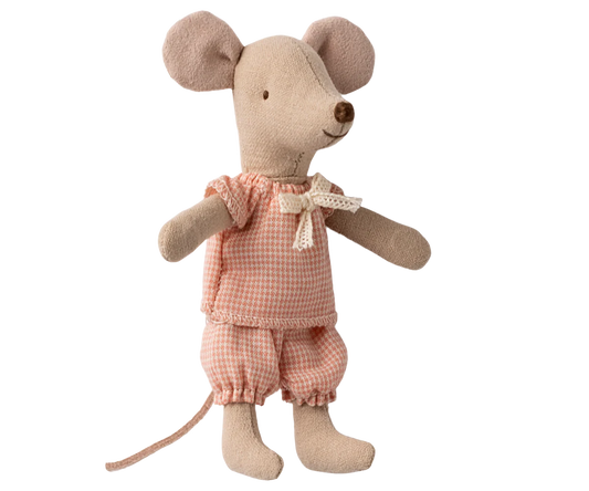 Petite soeur souris dans sa boite - pyjama vichy