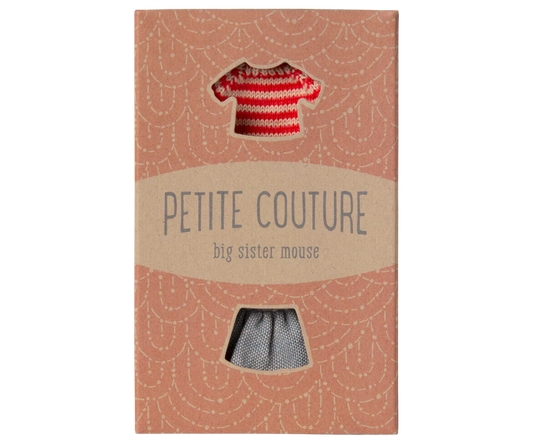 Vêtements grande soeur pull rayé et jupe en jean