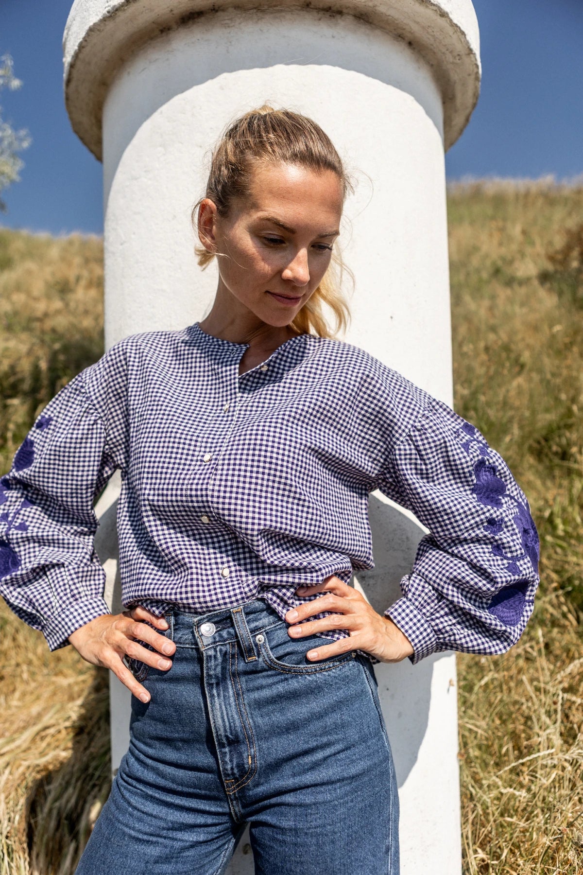 Blouse brodée Binu violet