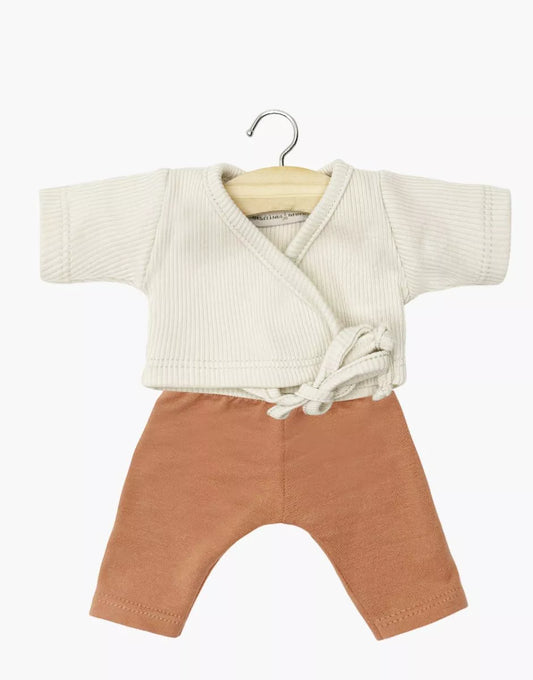 Gordis - Ensemble cache-coeur Roxane en maille côtelée lin et legging cassonade