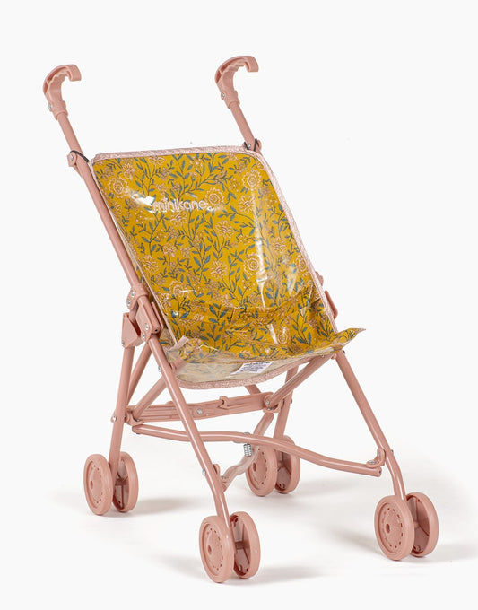 Poussette poupée Fleurs en liane moutarde