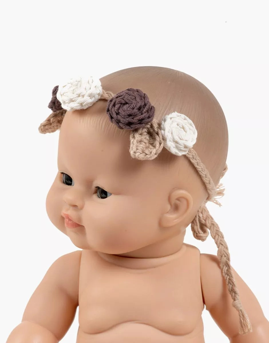 Couronne en crochet pour poupée beige