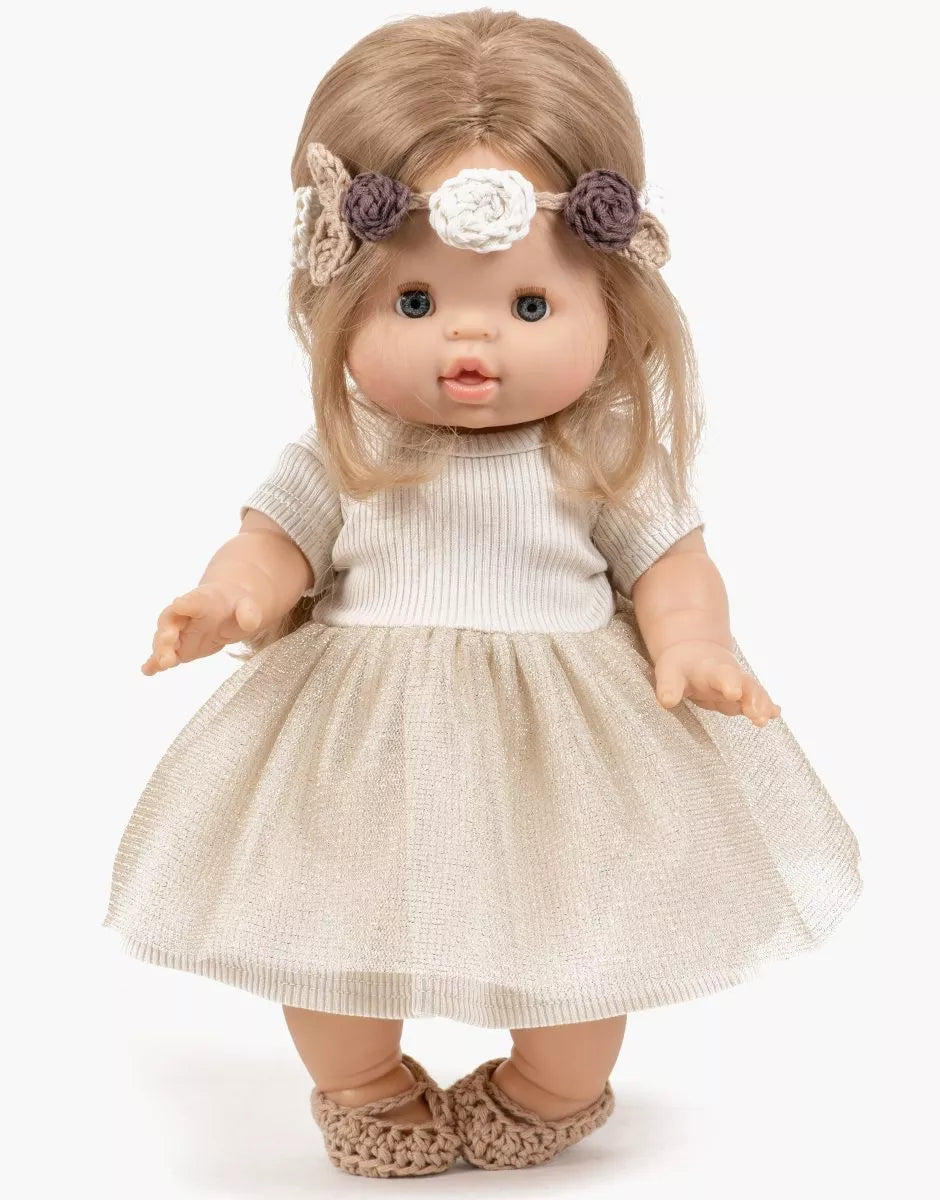 Couronne en crochet pour poupée beige
