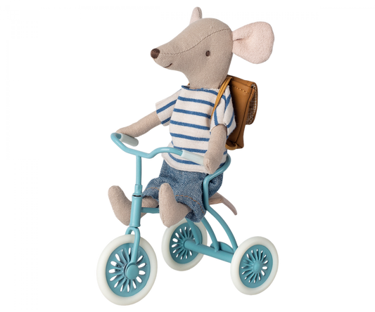 Vélo bleu pour souris et son abri
