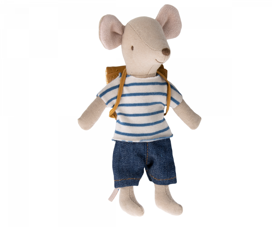 Souris cycliste et son sac
