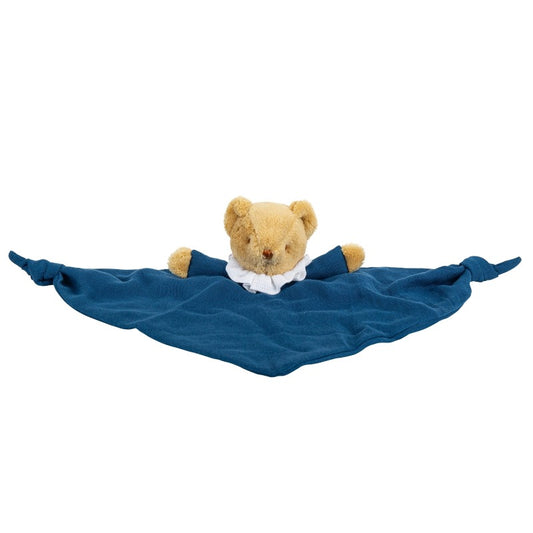 Doudou hochet ourson bleu denim