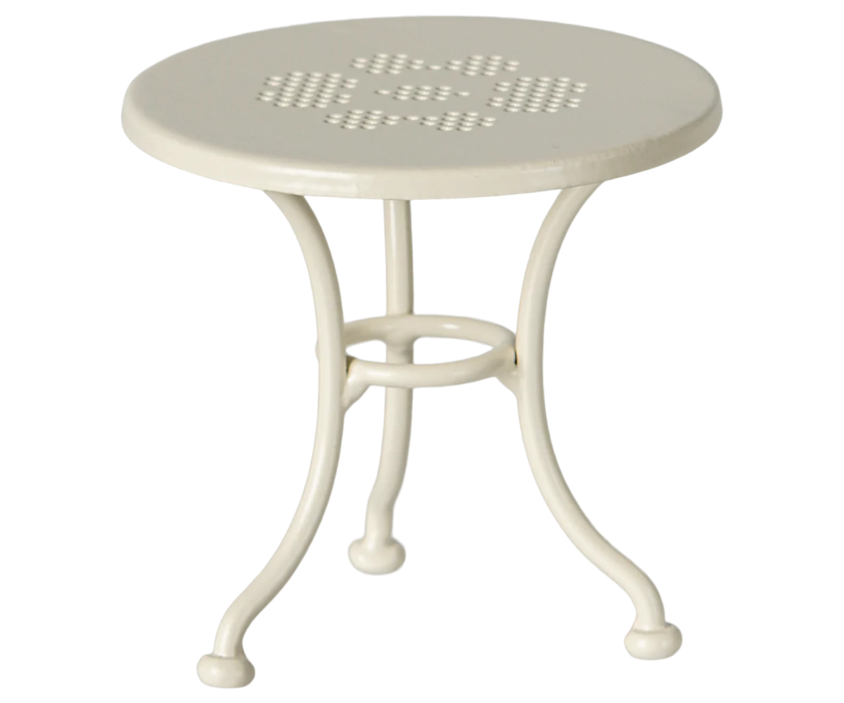 Ensemble table, banc et chaise blanc cassé