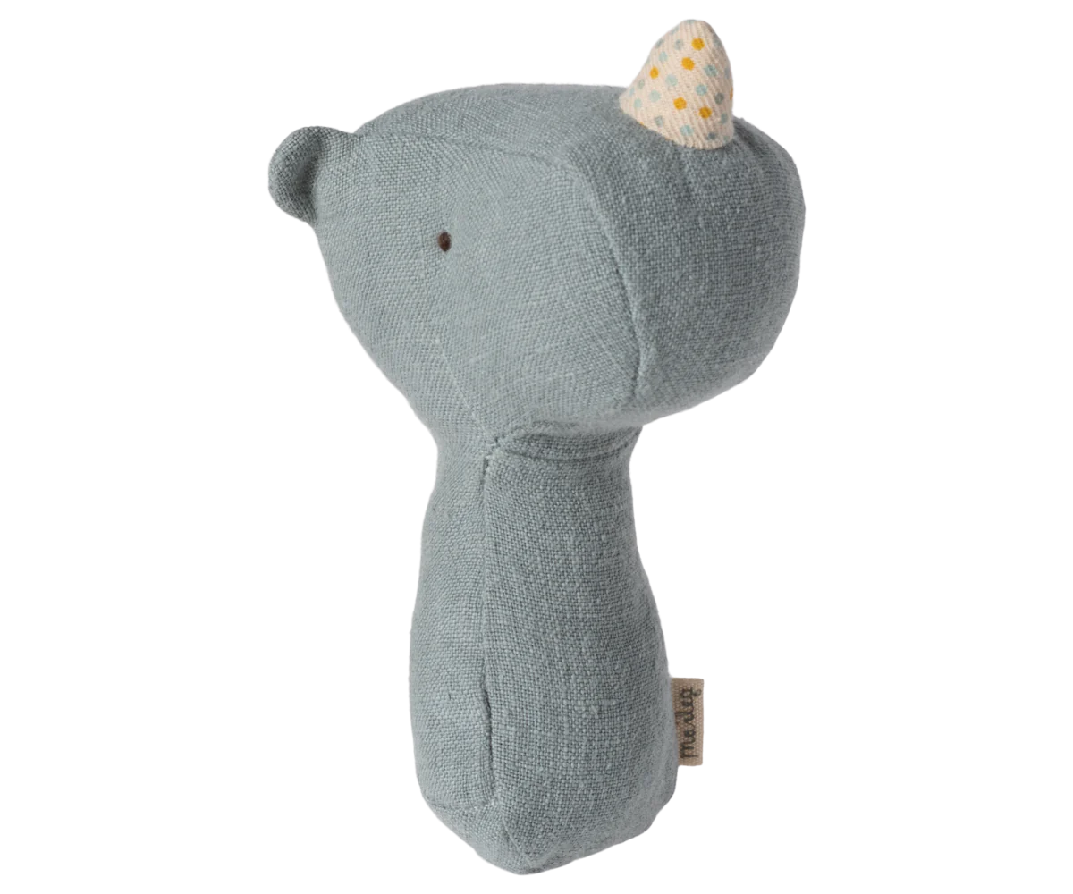 Hochet rhino lullaby friends dusty blue