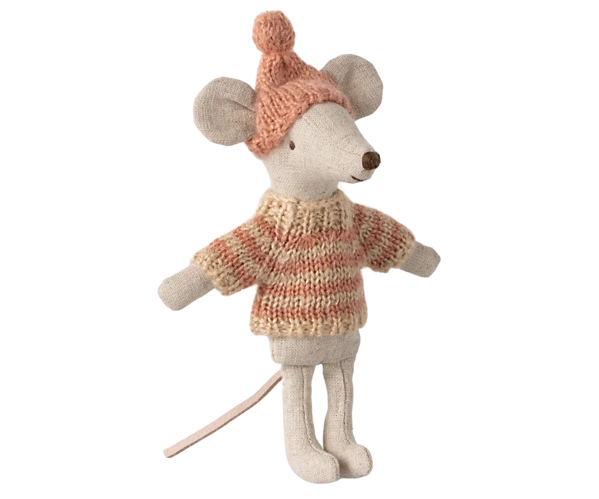 Pull et bonnet pour grande soeur souris