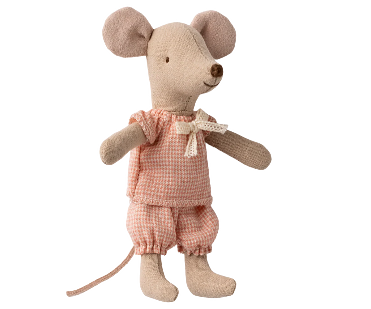 Petite soeur souris dans sa boite - pyjama vichy