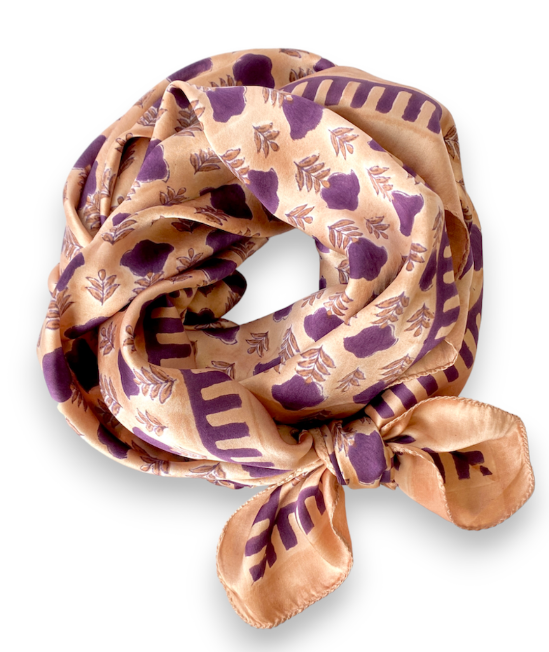 BIG FOULARD EN SOIE LATIKA "POPPY" Crème