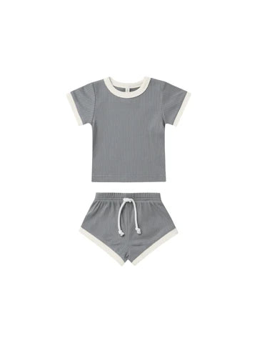 Ensemble short bleu gris