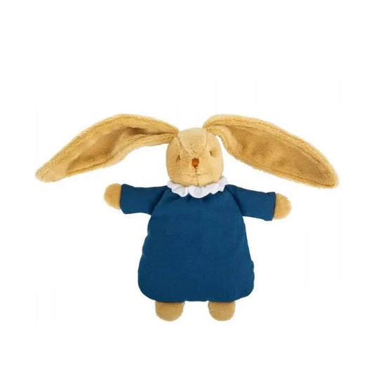 Doudou hochet lapin nid d'ange en lin bleu marine