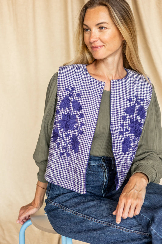 Gilet Sakara khadi violet réversible