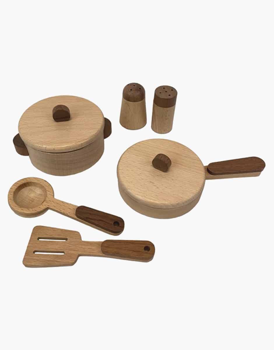 Valise casseroles jouets en bois