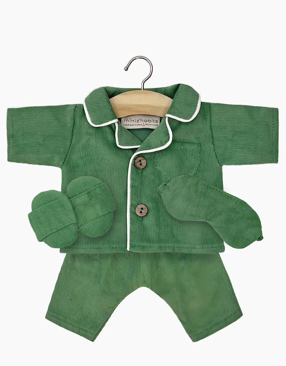 Gordis - Ensemble pyjama Eden avec masque et chaussons en milleraies vert