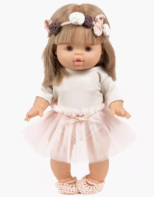 Ballerines en crochet pour poupée rose nude