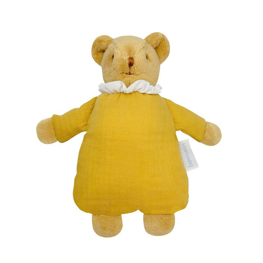 Doudou hochet ours nid d'ange moutarde 20 cm