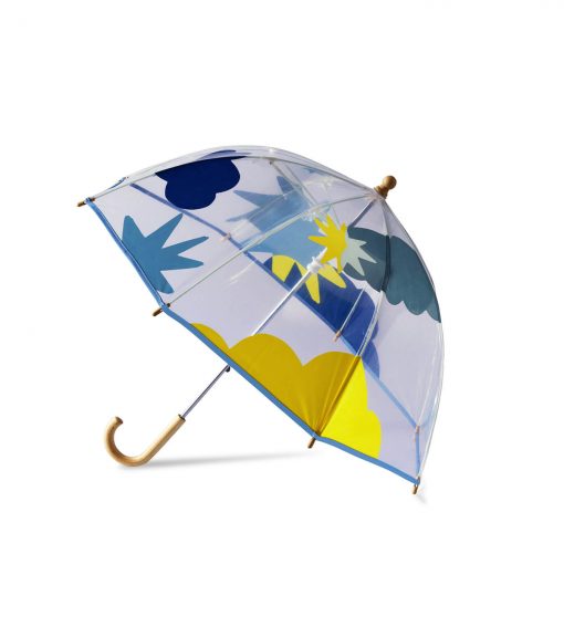 Parapluie enfant transparent, cloche avec motif nuages et étoiles bleus/jaunes – SVALBARD