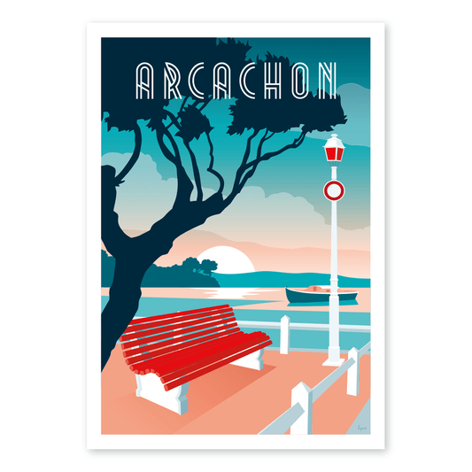 Carte postale Arcachon banc rouge