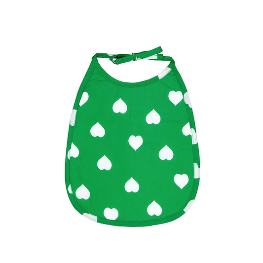 Bavoir White heart on green 